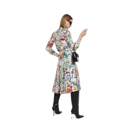 Printed Silk Twill Shirt With Bow