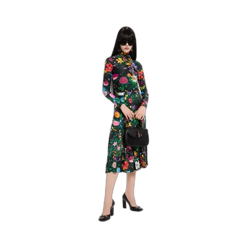 Printed Sparkling Jersey Turtleneck