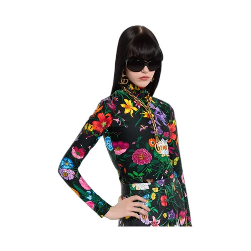 Printed Sparkling Jersey Turtleneck