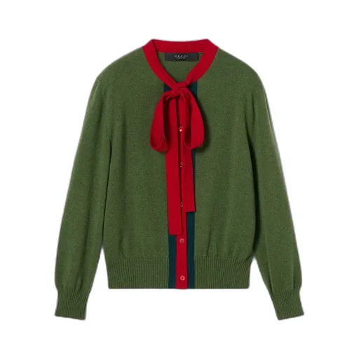 Knit Wool Cashmere Cardigan With Web