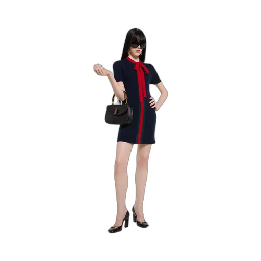 Knit Wool Cashmere Dress With Web