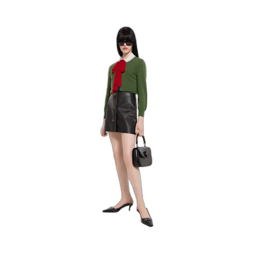 Knit Wool Cashmere Cardigan With Web