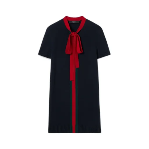 Knit Wool Cashmere Dress With Web