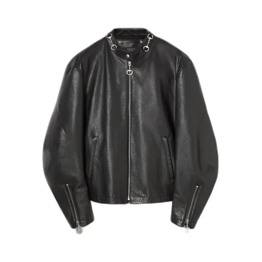 Leather Jacket With Horsebit