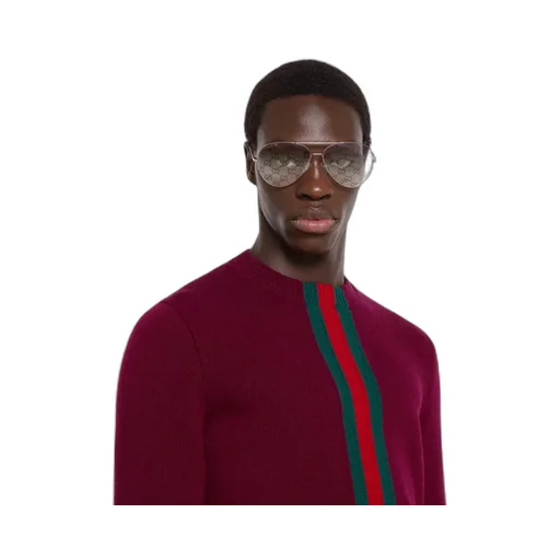 Knit Wool Sweater With Web Intarsia
