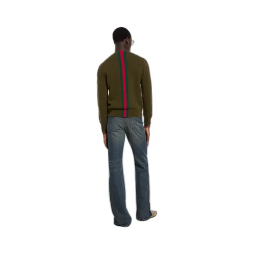 Knit Wool Sweater With Web Intarsia