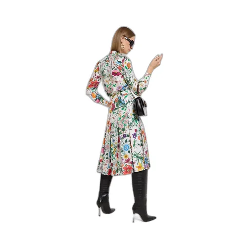 Printed Silk Twill Pleated Skirt