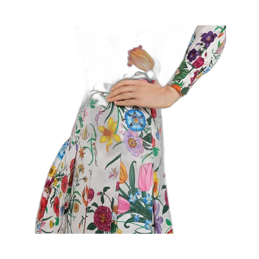 Printed Silk Twill Pleated Skirt