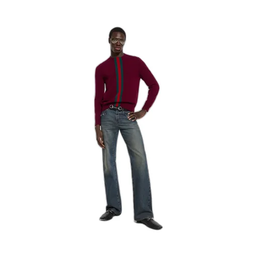 Knit Wool Sweater With Web Intarsia
