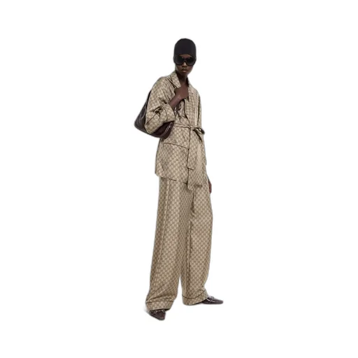Printed Silk Twill Leisure Pants