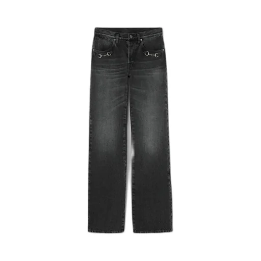 Cotton Denim Pants With Horsebit