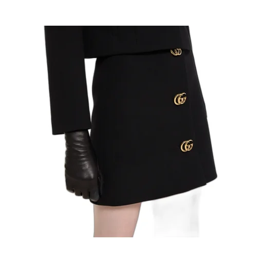 CrÊPe Wool Skirt With Double G Button