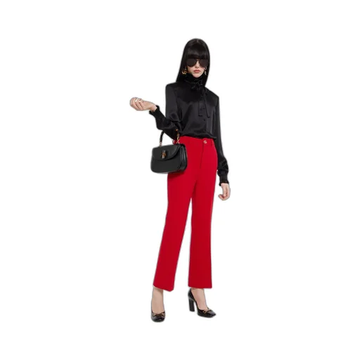 CrÊPe Wool Pants With Double G Button
