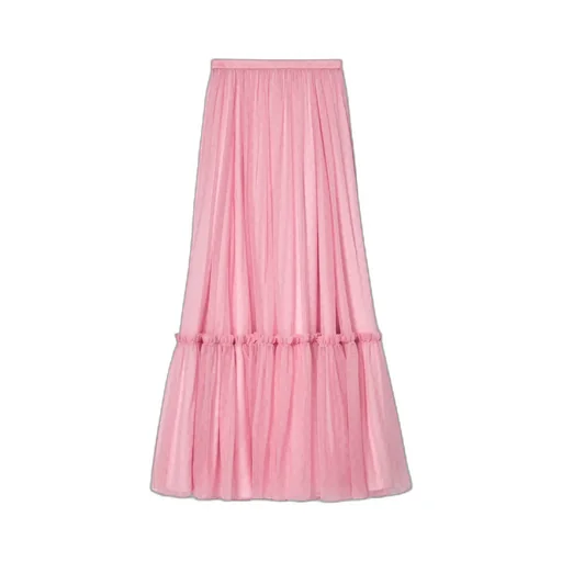 Printed Silk Chiffon Long Skirt