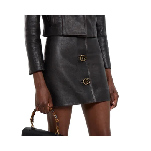 Leather With Aged Effect Mini Skirt