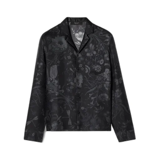 Printed Silk Twill Bowling Shirt