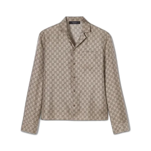Printed Silk Twill Bowling Shirt