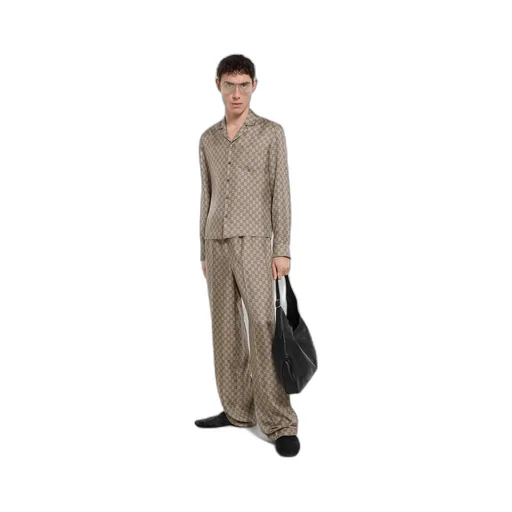 Printed Silk Twill Bowling Shirt
