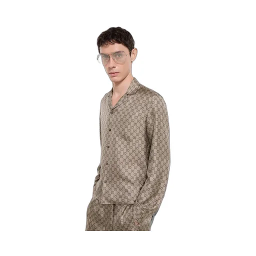 Printed Silk Twill Bowling Shirt