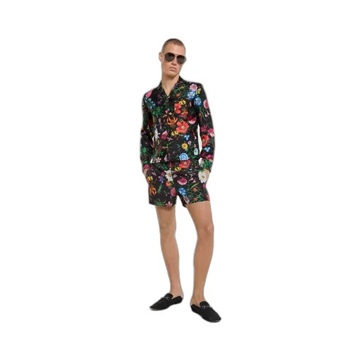 Printed Silk Twill Bowling Shirt