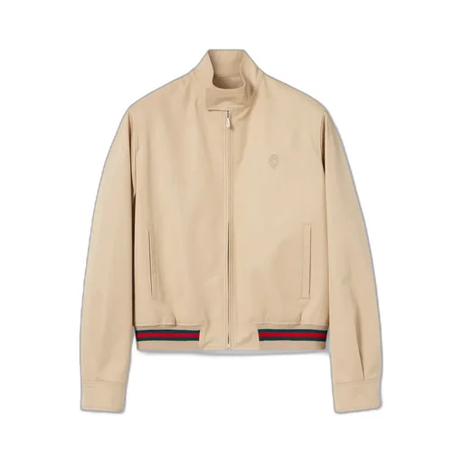 Cotton Twill Zip Jacket With Web