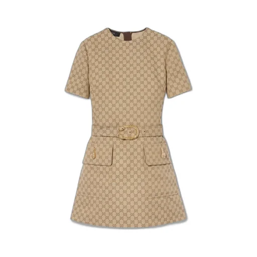 Gg Cotton Canvas Fabric Dress