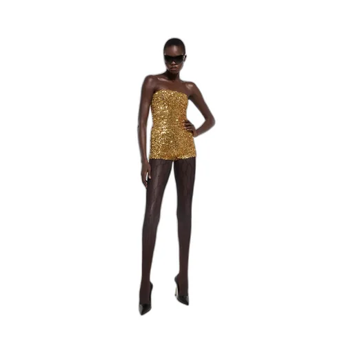 Embroidered Sequin Elastic Fabric Jumpsuit