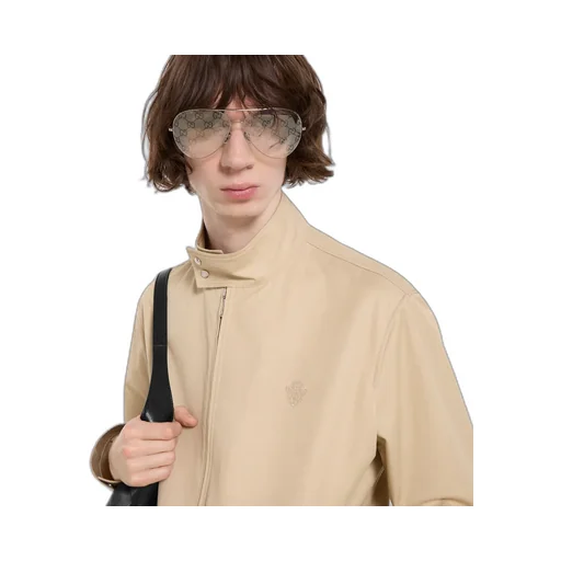 Cotton Twill Zip Jacket With Web