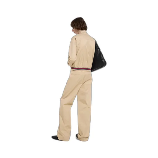 Cotton Twill Zip Jacket With Web