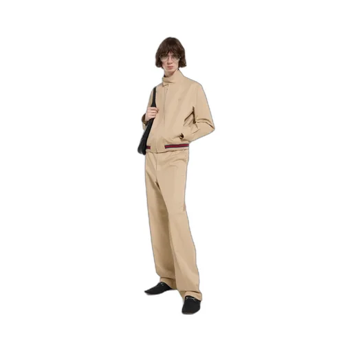 Cotton Twill Pants With Embroidery