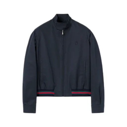 Cotton Twill Zip Jacket With Web