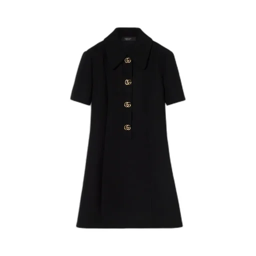 CrÊPe Wool Dress With Double G Button