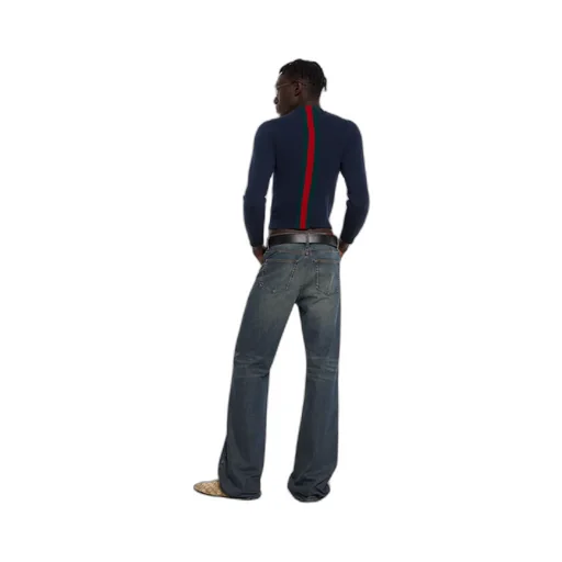 Fine Knit Wool Sweater With Web