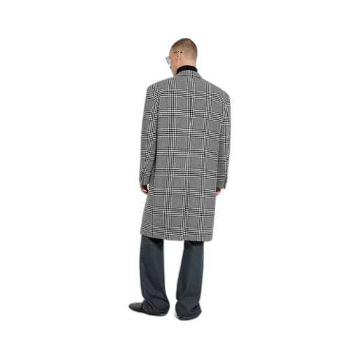 Double-Breasted Prince Of Wales Wool Coat