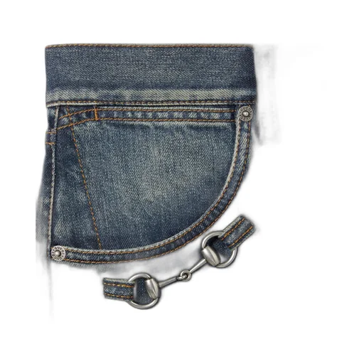 Cotton Denim Pants With Horsebit Detail