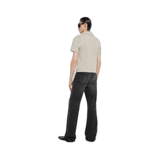 Cotton Denim Pants With Horsebit Detail