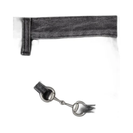 Cotton Denim Pants With Horsebit Detail