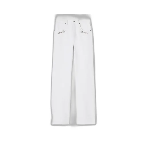 Cotton Denim Pants With Horsebit Detail