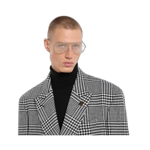 Double-Breasted Prince Of Wales Wool Coat