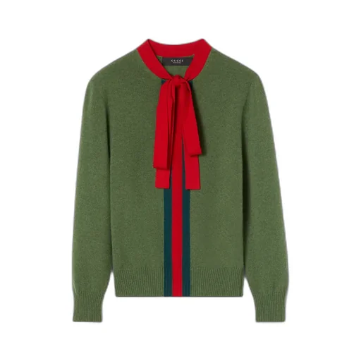 Knit Cashmere Sweater With Ribbon