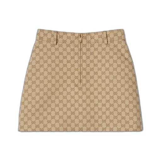 Gg Cotton Canvas Jacquard Fabric Skirt