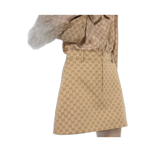 Gg Cotton Canvas Jacquard Fabric Skirt