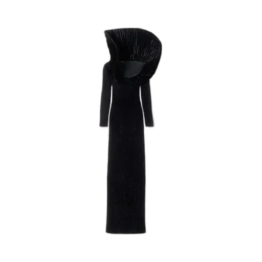 Froissé Silk Velvet Long Dress
