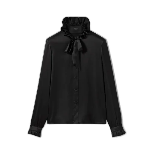 Silk Satin Shirt With Bow