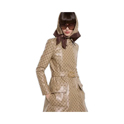 Coated Gg Cotton Canvas Fabric Coat