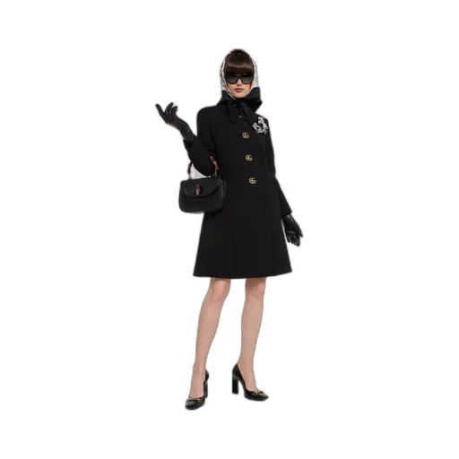 Wool Natté Coat With Double G Button