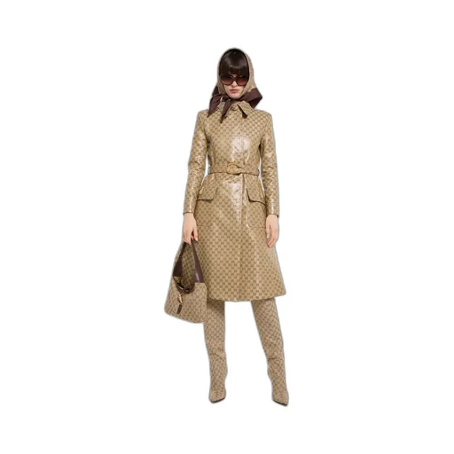 Coated Gg Cotton Canvas Fabric Coat