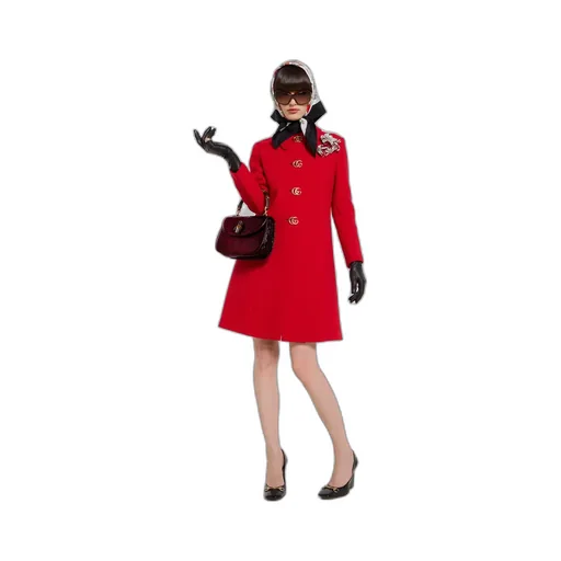 Wool Natté Coat With Double G Button