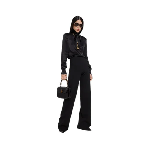 Silk Satin Shirt With Bow