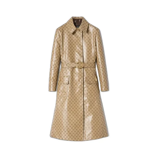 Coated Gg Cotton Canvas Fabric Coat
